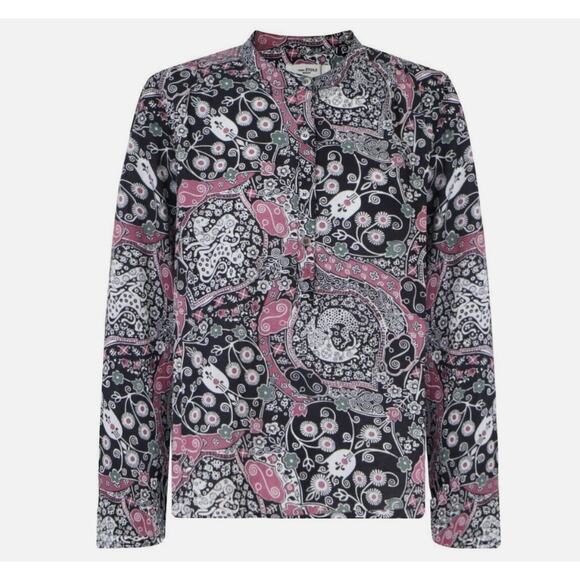 Isabel Marant Etoile Maria Button Down Paisley Blouse Top Grey White Pink 8 - Picture 1 of 7